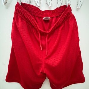 Red Mesh Athletic Shorts